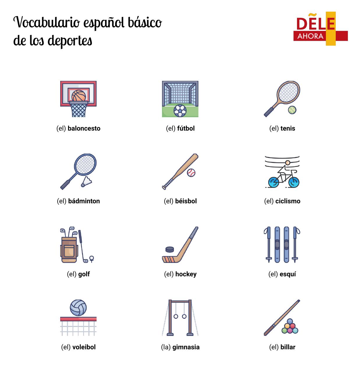 Vocabulario Español Básico De Los Deportes | Vocabulario